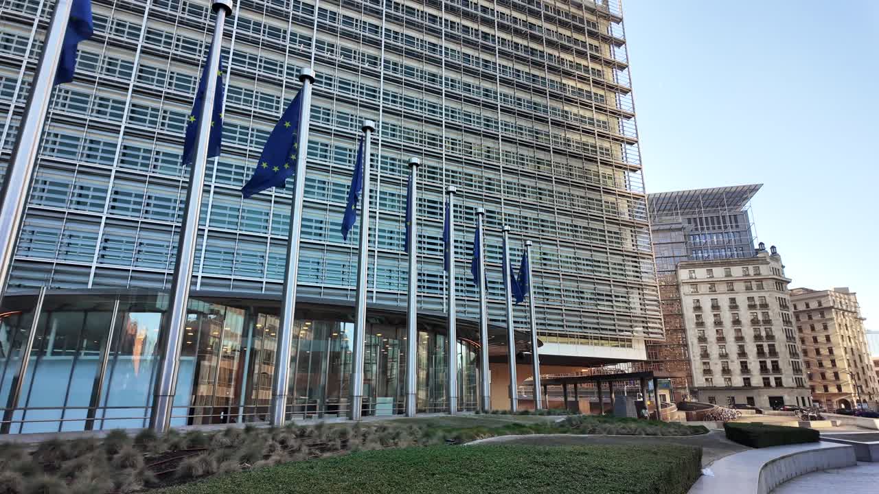 EU headquarters in Brussels with glass facade and modern design