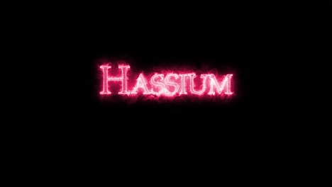hascio, elemento químico, escrito con fuego. bucle