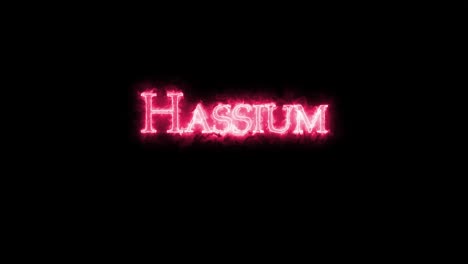 hassium, chemical element, written with fire. loop