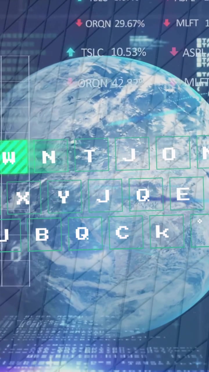 Animation of data processing over globe and grid