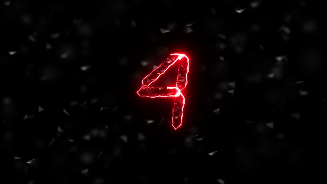 números rojos brillantes 7 y 3 sobre un fondo negro