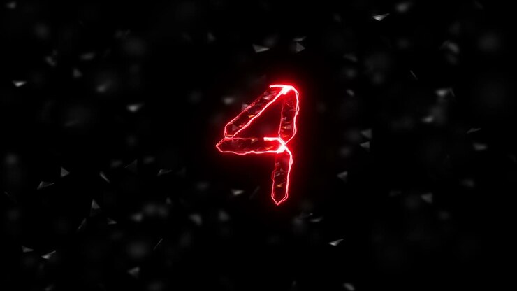 números vermelhos brilhantes 7 e 3 sobre um fundo preto