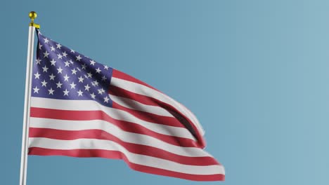 Flatternde-Flagge-Der-Vereinigten-Staaten-Von-Amerika-Auf-Blauem-Hintergrund