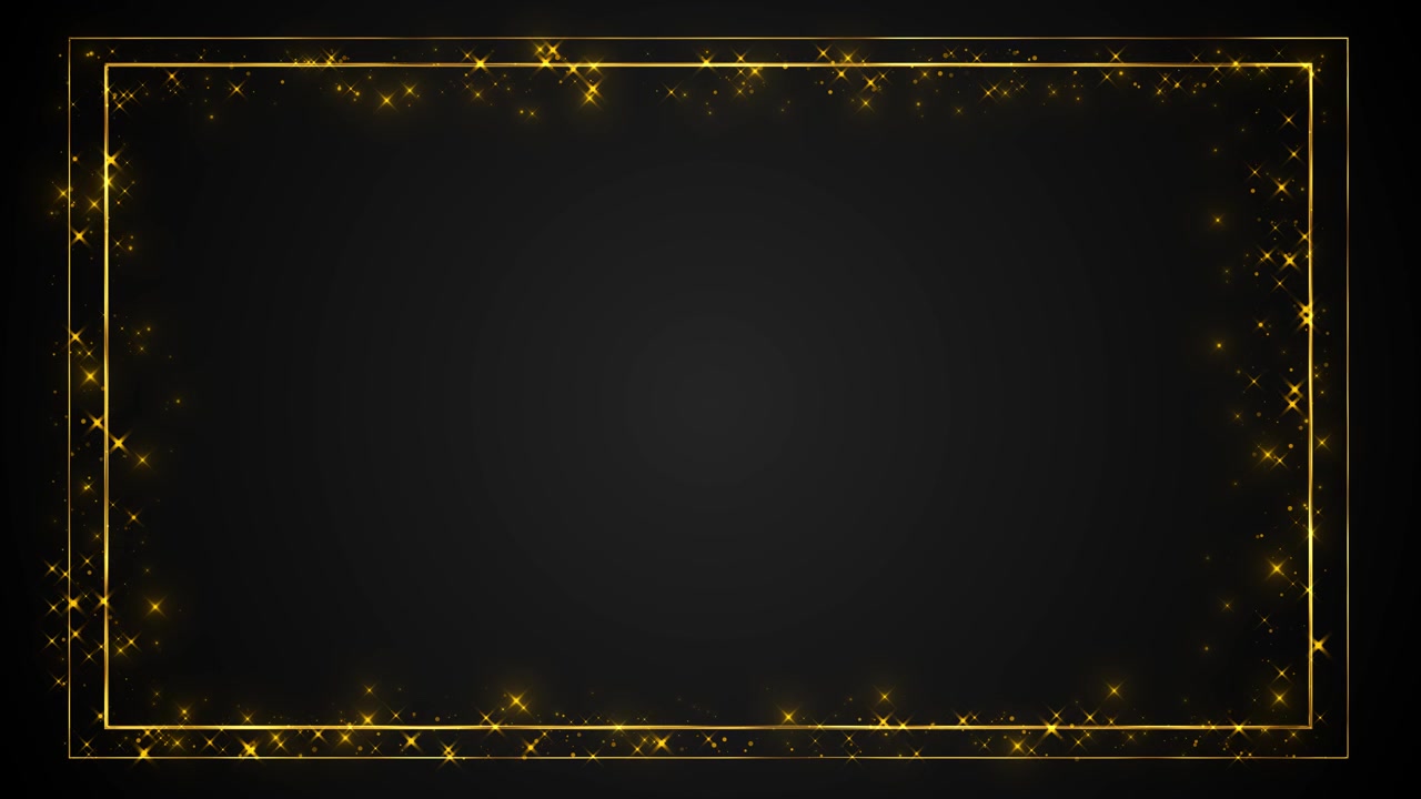 Black elegant background gold sparkle border frame lines clean center space titles luxury