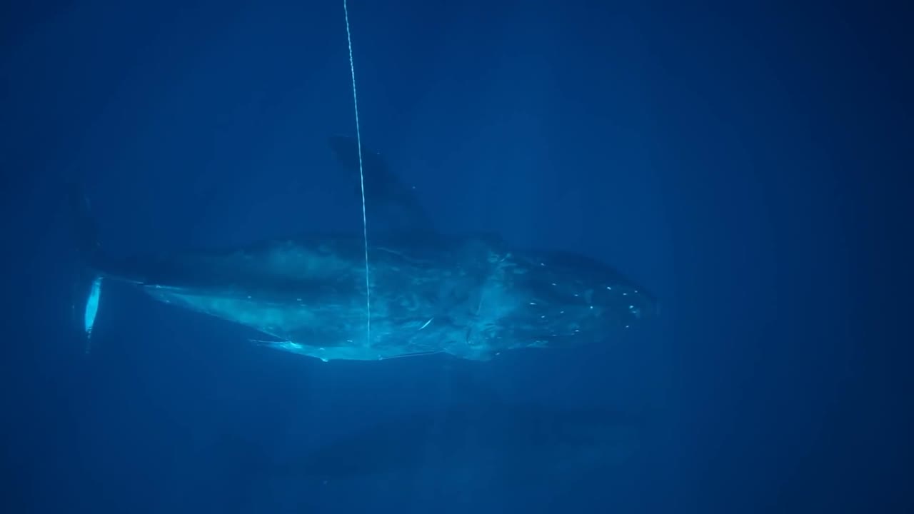 혹등 고래는 해양 쓰레기에서 잘라