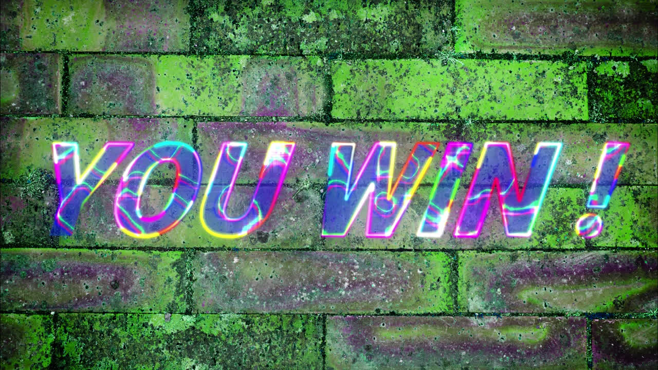 녹색 배경에 텍스트를 이기는 애니메이션