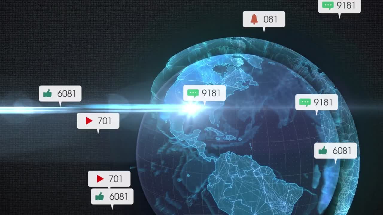 전 세계 미디어 아이콘과 라이트 스의 애니메이션