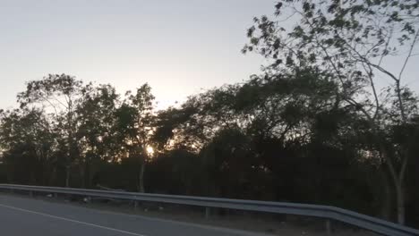 view from inside a car, beautiful view of sunset on freeway