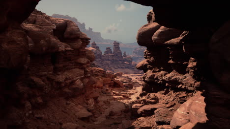 a view through a canyon