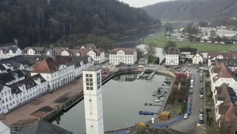 the baroque spa town bad karlshafen located on the weser near holzminden and höxter in north hesse, germany