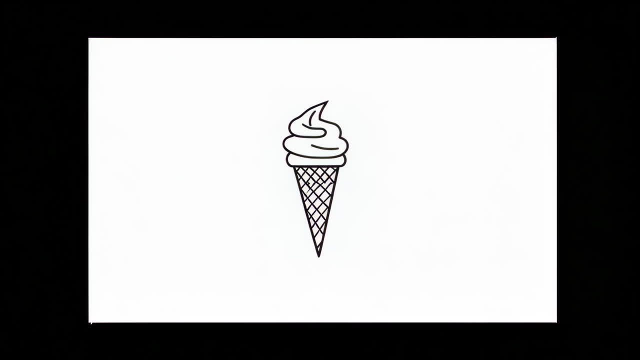 Disegni minimalisti in bianco e nero di coni gelato