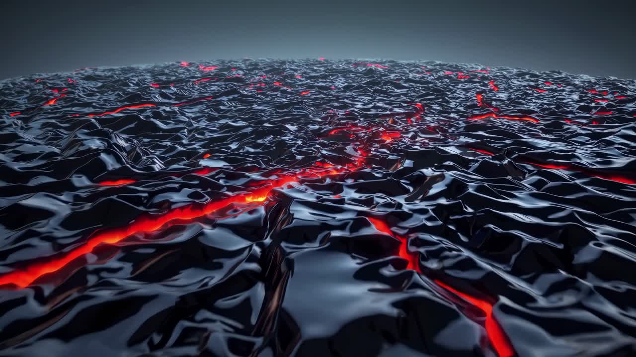 Abstract image of a metallic ripple surface with red glowing lights creating an otherworldly texture