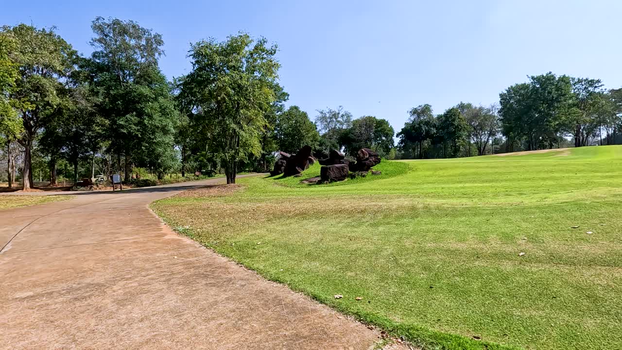 un paisaje verde exuberante con un camino sinuoso