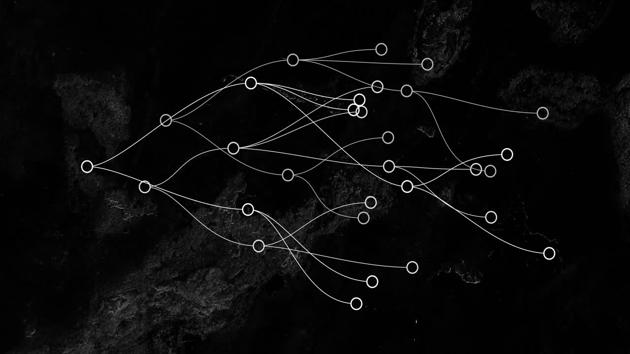 Animation of connections with spots over black background