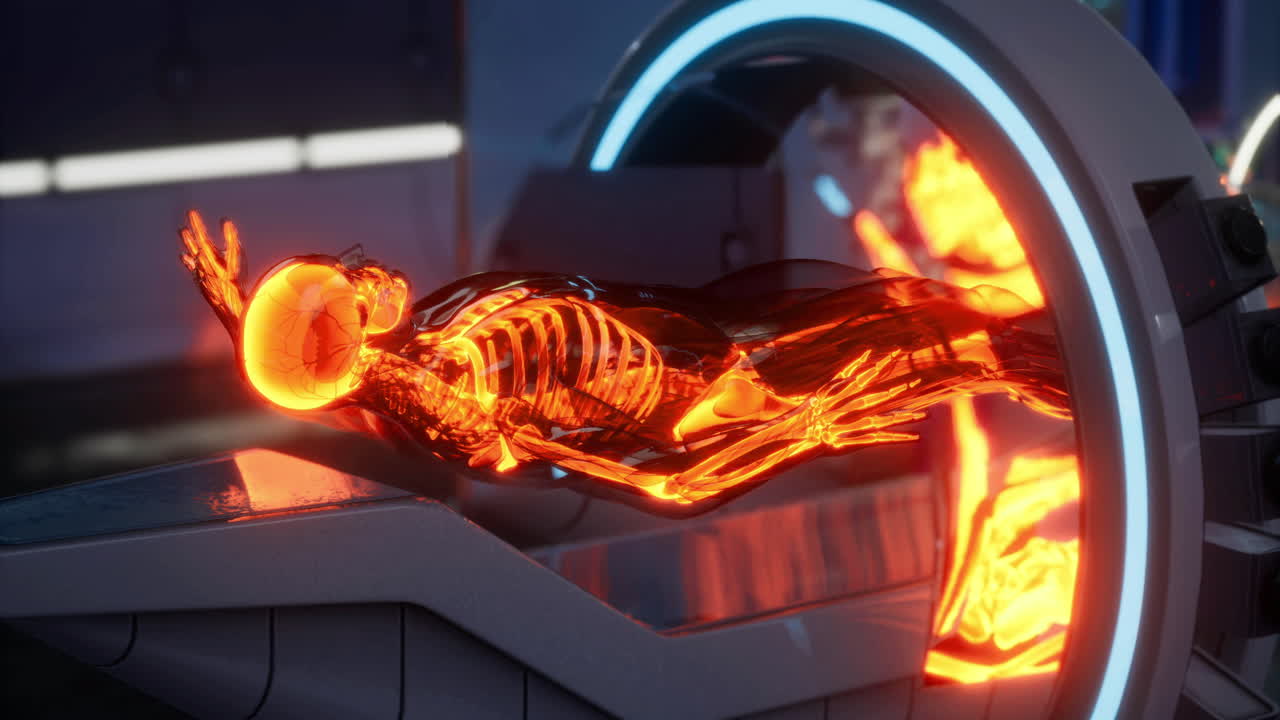 Detailed visualization of human skeleton in advanced medical imaging procedure