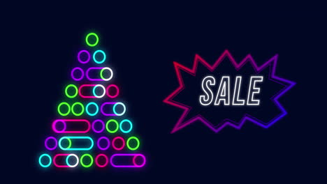 sale text and digital christmas tree against blue background