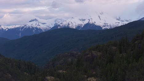 scenic view of snow-capped mountains and lush green forests in bc