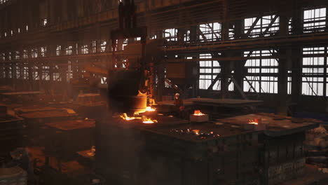 metal casting in industrial foundry
