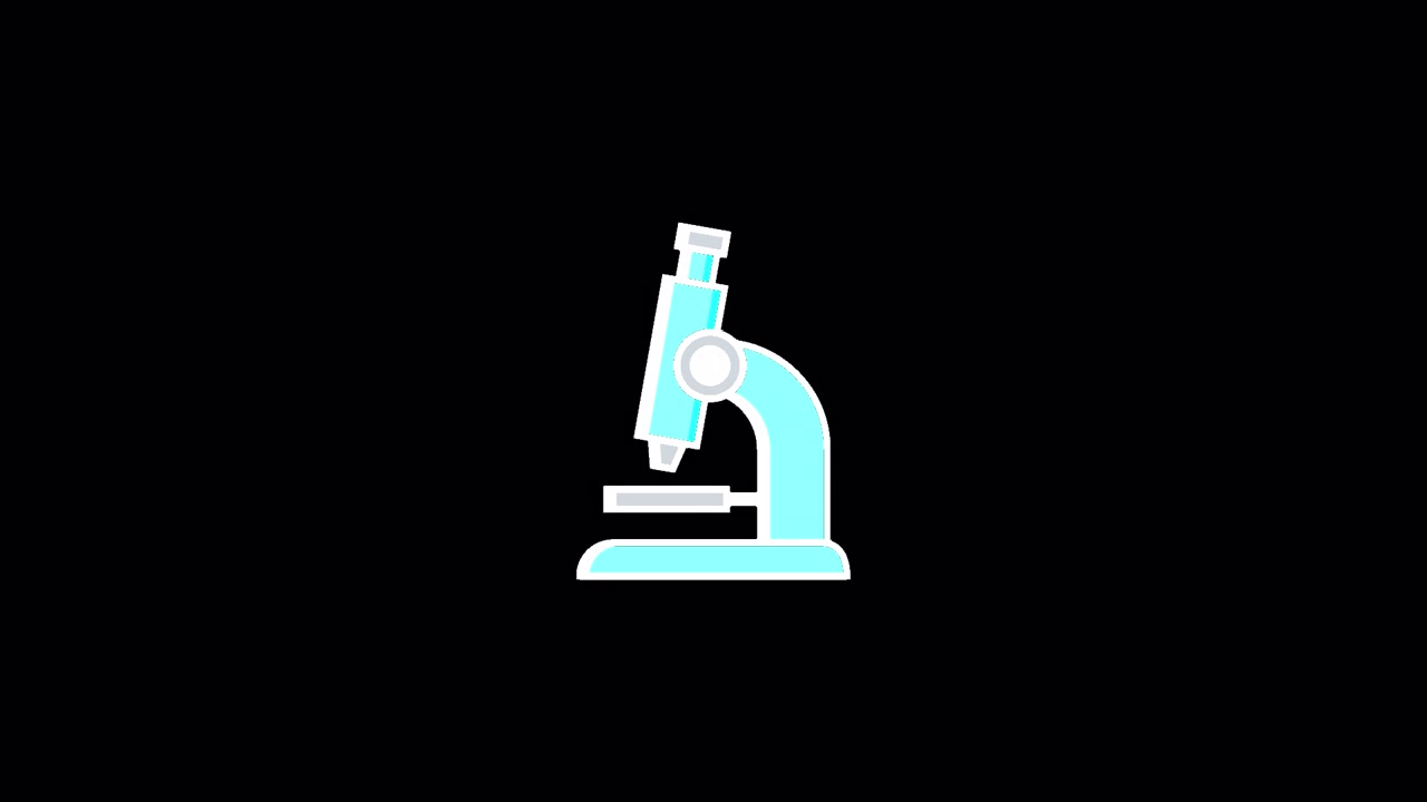 Animated Microscope Icon on Black Background