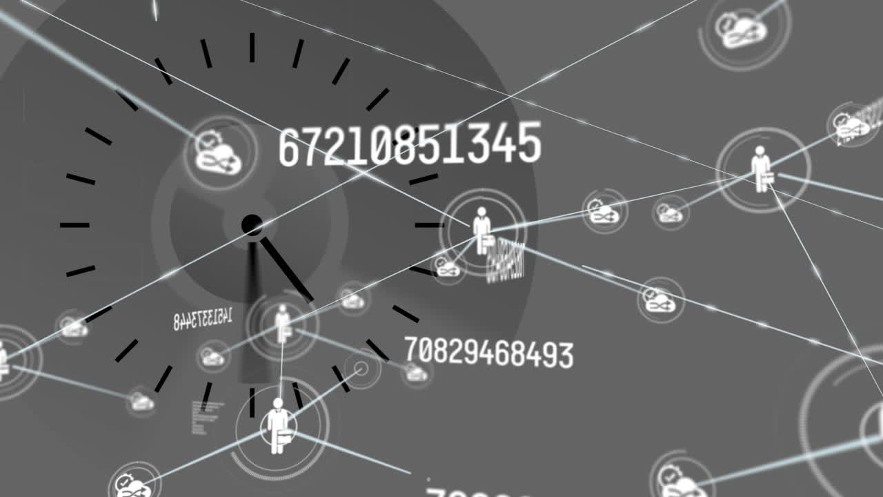 과학 데이터 처리에 대한 연결 웹과 아이콘의 애니메이션