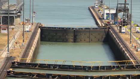 closed chambers of miraflores locks, panama canal