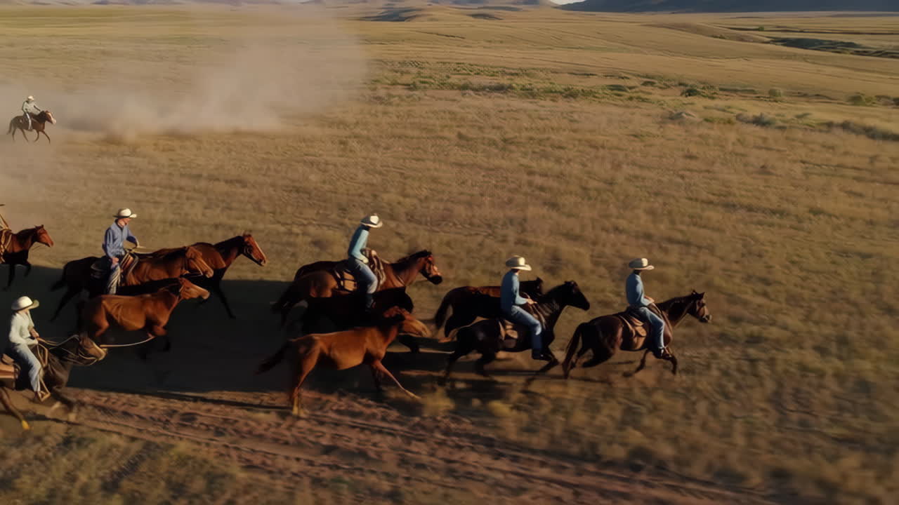 Cowboys Riding Horses in the Prairie