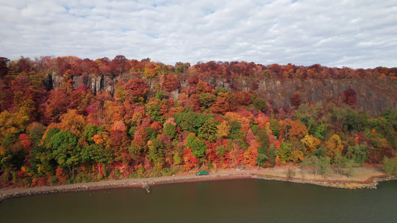 Stunning Aerial View of Autumn Foliage and Cliffs