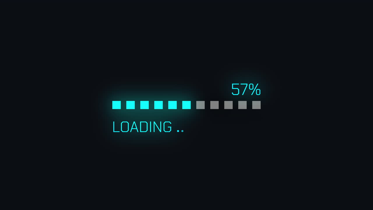 Animated Loading Bar with Percentage Progress on Dark Background