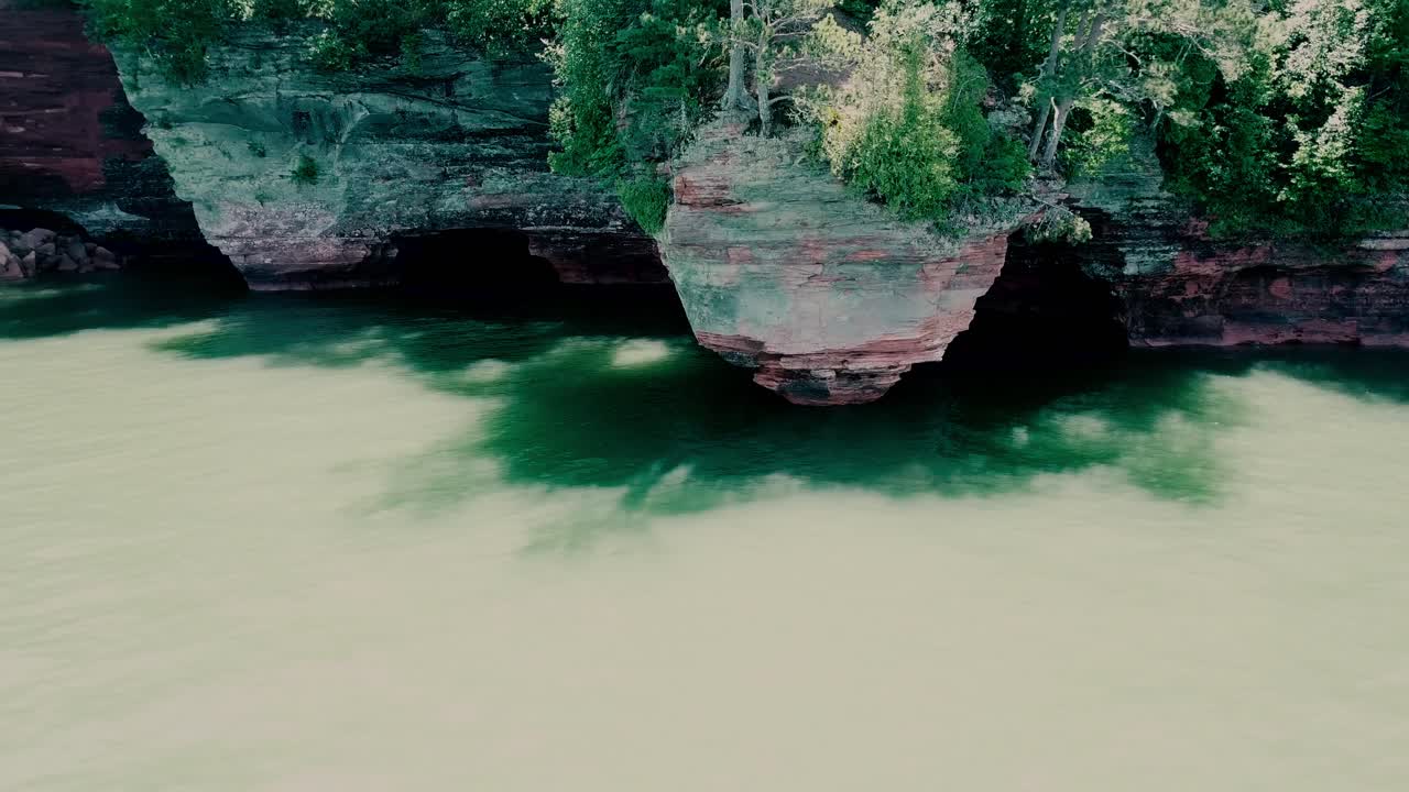 Pictured Rocks National Lakeshore: Breathtaking Aerial View of Caves and Cliffs
