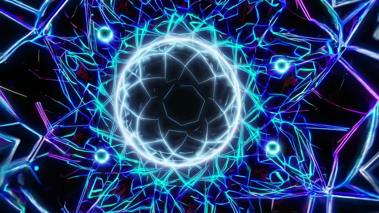 Abstract Neon Geometric Sphere