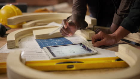 woodworking and design with tablet