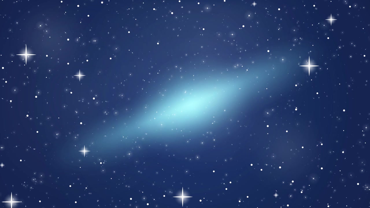 Nebula biru terang bersinar di antara bintang-bintang berkelip yang melayang perlahan melintasi langit malam yang gelap