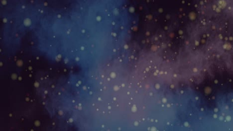 animación de puntos amarillos y polvo sobre fondo negro