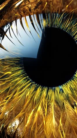 close-up of intricately detailed brown eye with golden hues