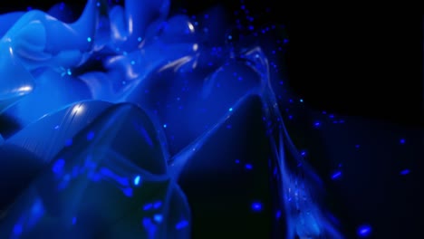 superficie 3d abstracta con hermosas olas, chispas luminosas y gradiente de color brillante. las olas corren en una superficie muy brillante y brillante con brillo brillante. animación en bucle 4k