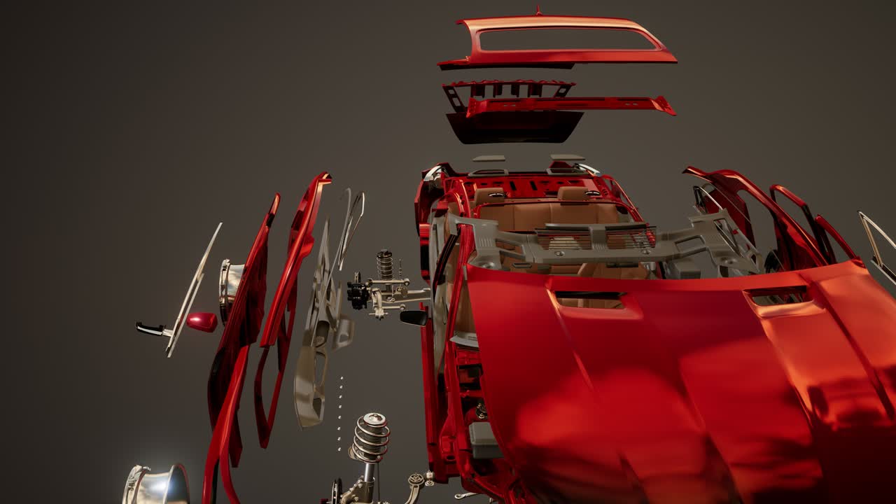 Disassembled Car with Visible Parts
