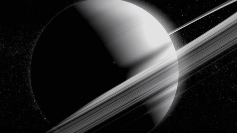 saturn's rings in black and white