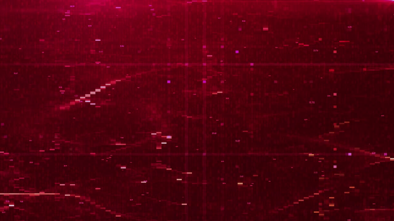 Futuristic Red Digital Background with Flowing Data and Glitch Effects