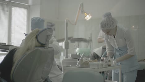doctor dentist and nurse at work