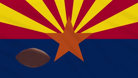 arizona flag waving and american football ball rotates, loop