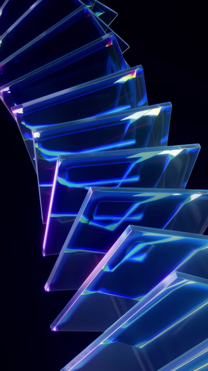 Twisting loop of colorful glass objects