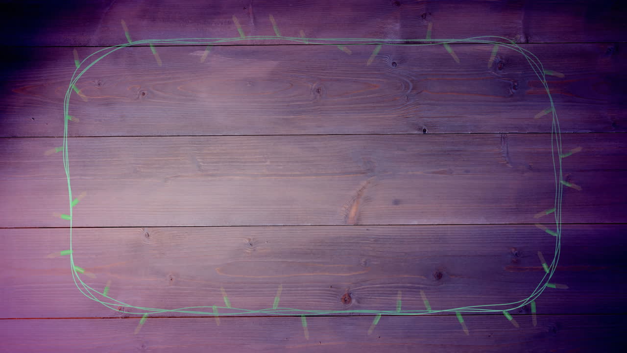 animación de luces de hadas parpadeantes con espacio de copia en fondo de madera