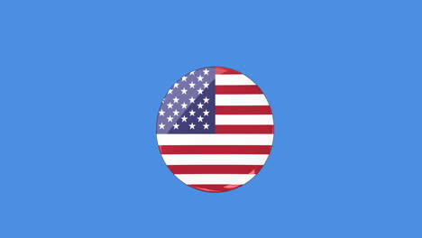 animation of american flag moving over blue background