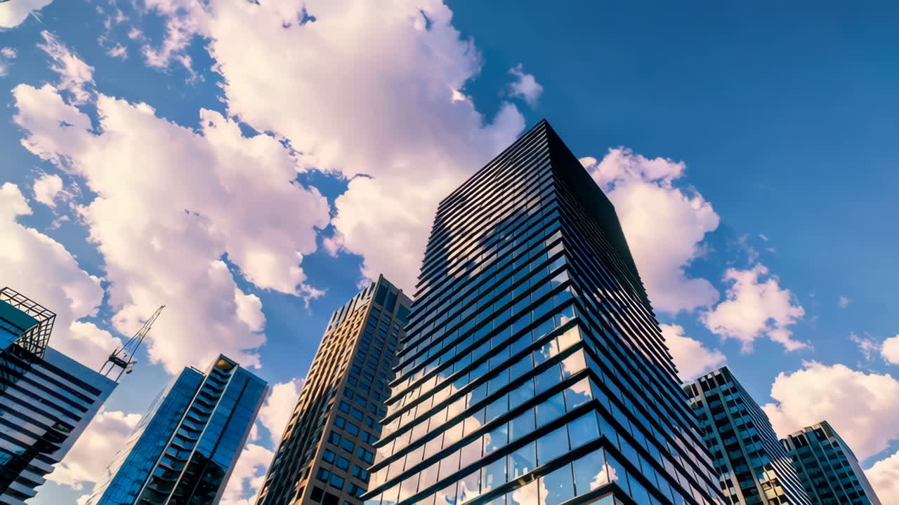 Modern City Skyline with Skyscrapers and Clouds