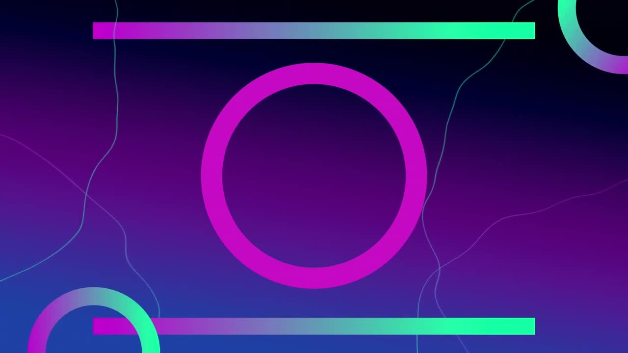 Animation of moving shapes over blue background