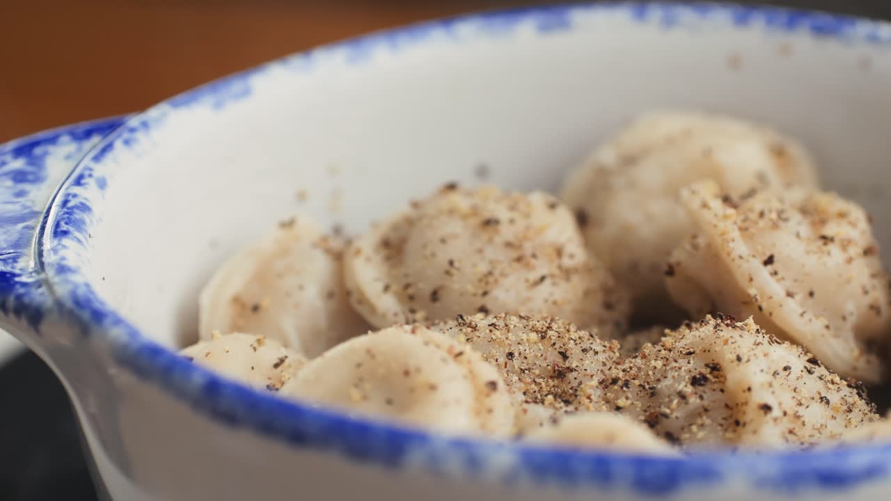 Steamed or Boiled Pelmeni in a Bowl