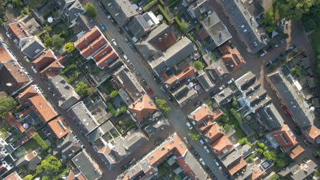 Top-down-aerial-of-beautiful-suburban-neighborhood-in-the-Netherlands