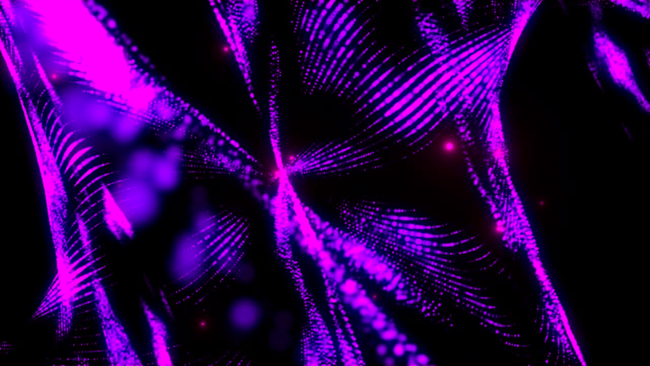 brillo y partículas, hermosa superficie ondulada, efecto en espiral, fondo 3d, representación por computadora abstracción