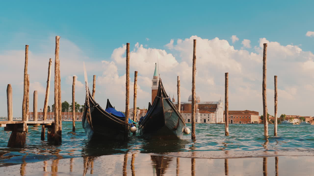 Waves Breaking by Venetian Gondola Boats