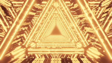 Motion-graphics-sci-fi:-bright-golden-rhombus-and-triangle-tunnel-designs